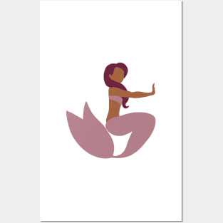 Mermaid with Red Hair and a Pink Tail Posters and Art